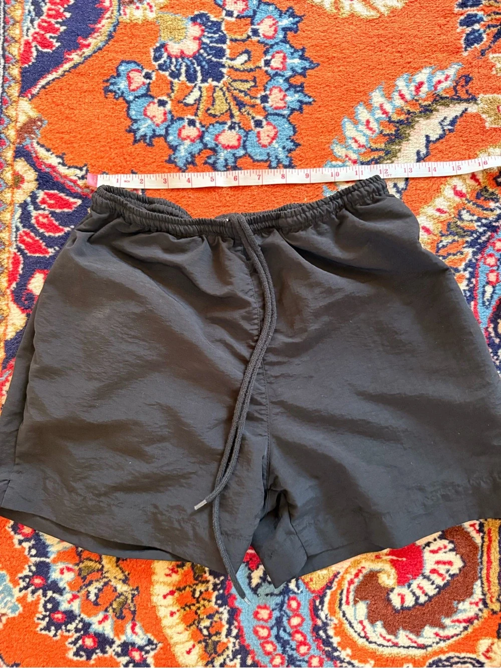 Black Elastic Waist Drawstring Shorts